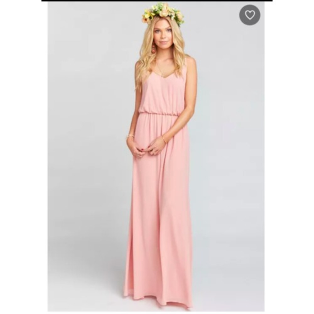 Show Me Your MuMu NEW Womens Medium Pink Kendall Maxi Dress Bridesmaid Chiffon